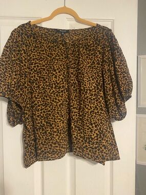Madewell Leopard-Print Puff Sleeve Top in Tan and Black